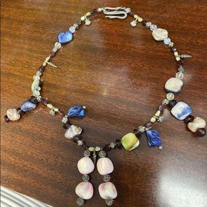 Vintage Star Burst Beaded Necklace 17” Long
